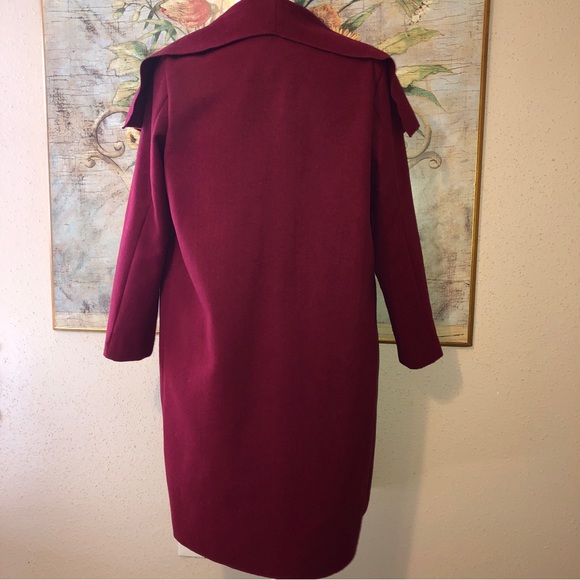 Sz M Chicwish Free Myself Woolblend Deep Red Coat - Picture 12 of 16